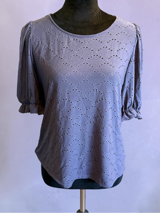 Les Serein Tops - 🫶🏻 Les Serein Women's Blue Eyelet Puff Sleeve Top